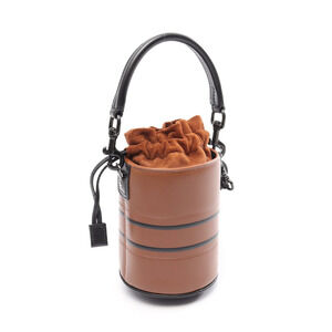 Dior Handbag Bucket Brown Black Leather Christian Bag Vibe Brown Black